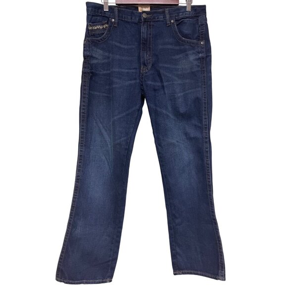 NEW! Wrangler Retro Men's Rope Logo Slim Boot Denim Blue Jeans Size 33 x 32